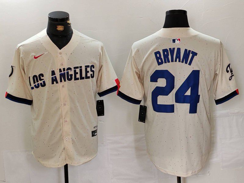 Men Los Angeles Dodgers 24 Bryant Cream Fashion Nike Game MLB Jersey style 629